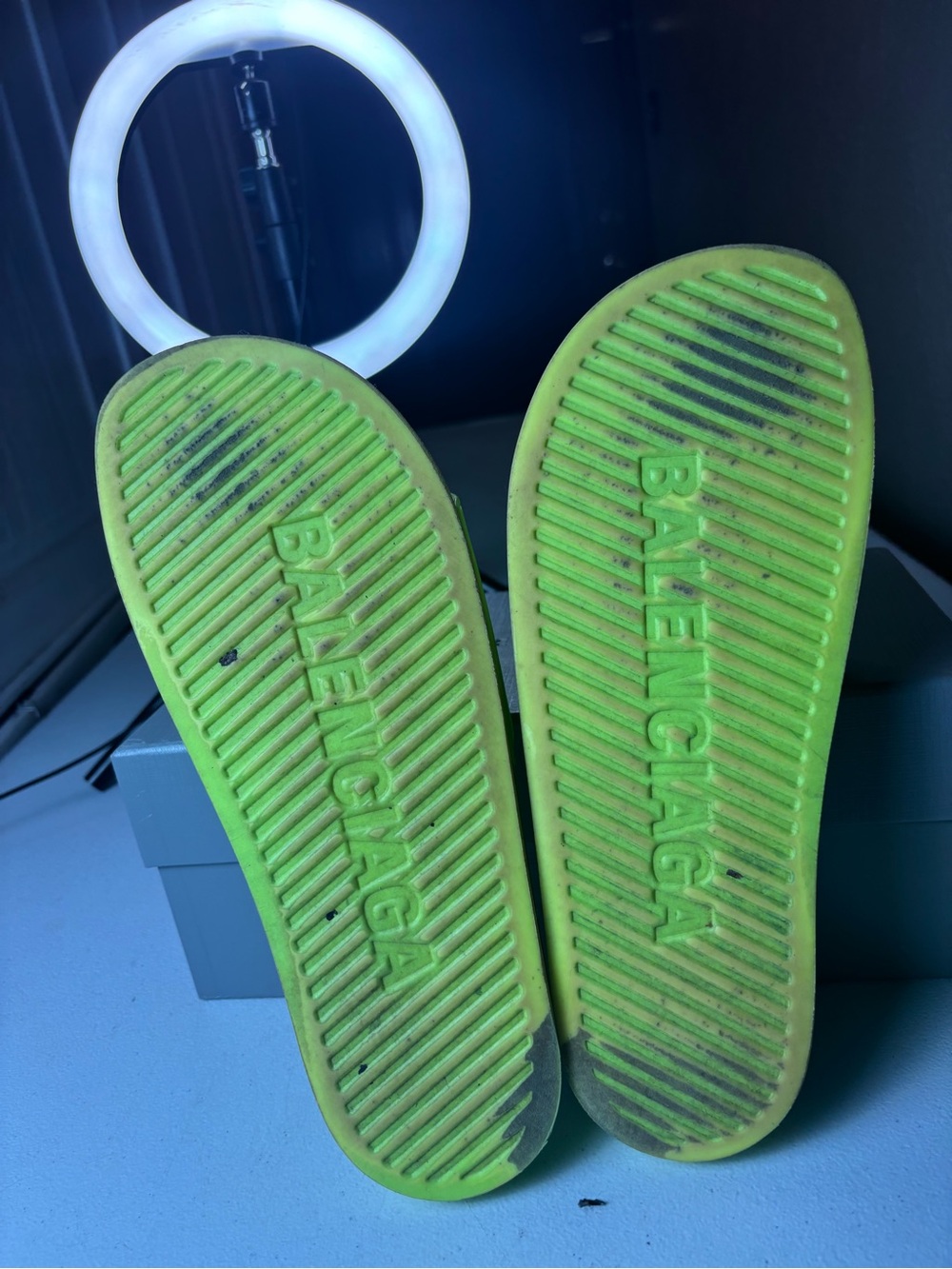 Damage Sz 11 Balenciaga Pool Slides 'Fluo Yellow' Men - Picture 8 of 10